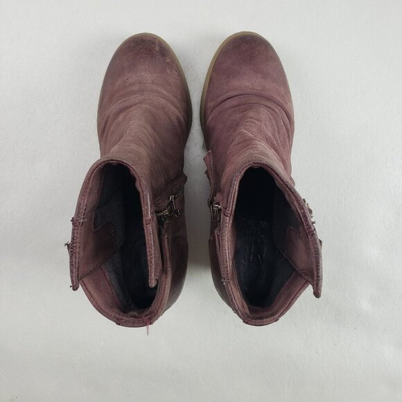 Miz Mooz Alexandra Ankle Boot Womens 7.5-8 EU 38 Brown Leather Side Zip Wedge - Picture 8 of 11